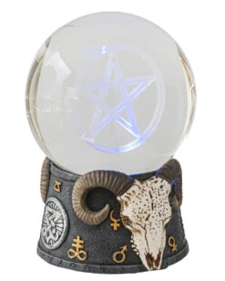 Baphomet Kristallkugel Mit LED -Karneval Universe baphomet wahrsagekugel mit led baphomet crystal ball with led halloween tischdekoration 51351 03
