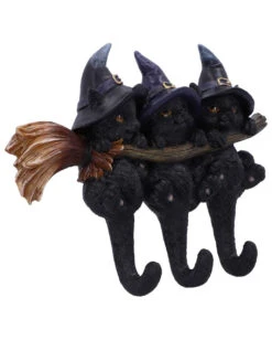 3 Kätzchen Mit Hexenhut Als Schlüsselbrett -Karneval Universe drei hexen kaetzchen als schluesselbrett witches helpers key hanger halloween wohnaccessoire 52694 03