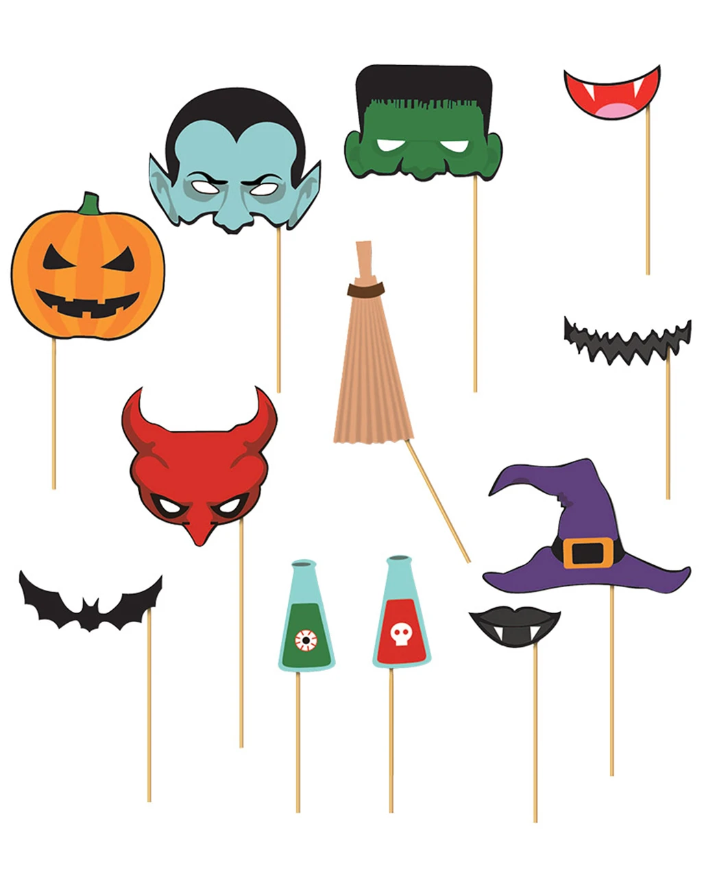 12er Pack Halloween Fotobox Accessoires 1 12er Pack Halloween Fotobox Accessoires
