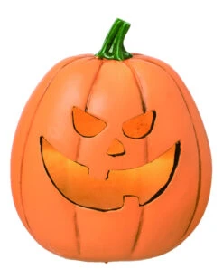 Grinsender Halloween Kürbis Mit LED 16cm -Karneval Universe grinsender led kuerbis aus kunststein light up resin jack o lantern decor halloween kuerbis deko 53047 4