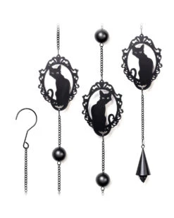 Katzen Silhouette Metall Windspiel Hängedeko -Karneval Universe katzen silhouette windspiel und haengedeko gothic und halloween wohnungsdeko alchemy england feline wind chime 52747