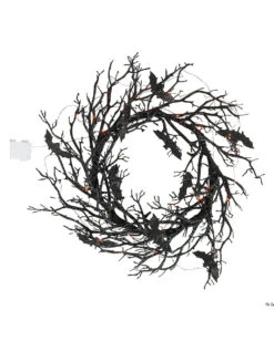 Schwarzer Gothic Kranz Mit Fledermäusen & LED Licht